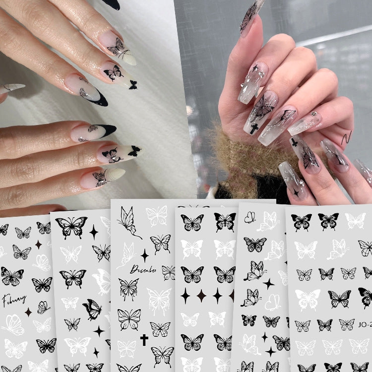 Black & White Butterfly Nail Sticker