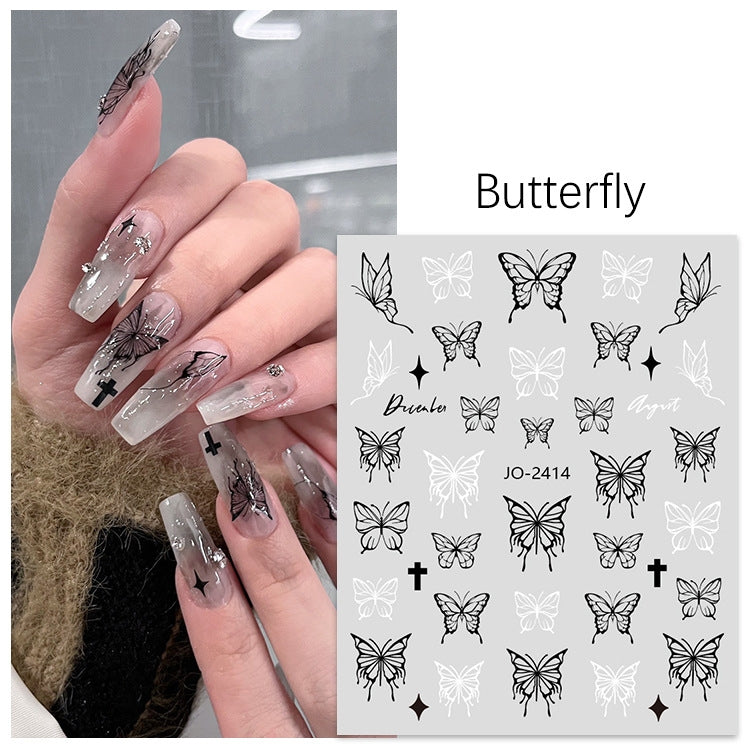 Black & White Butterfly Nail Sticker