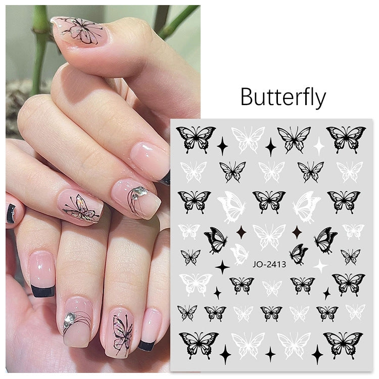 Black & White Butterfly Nail Sticker