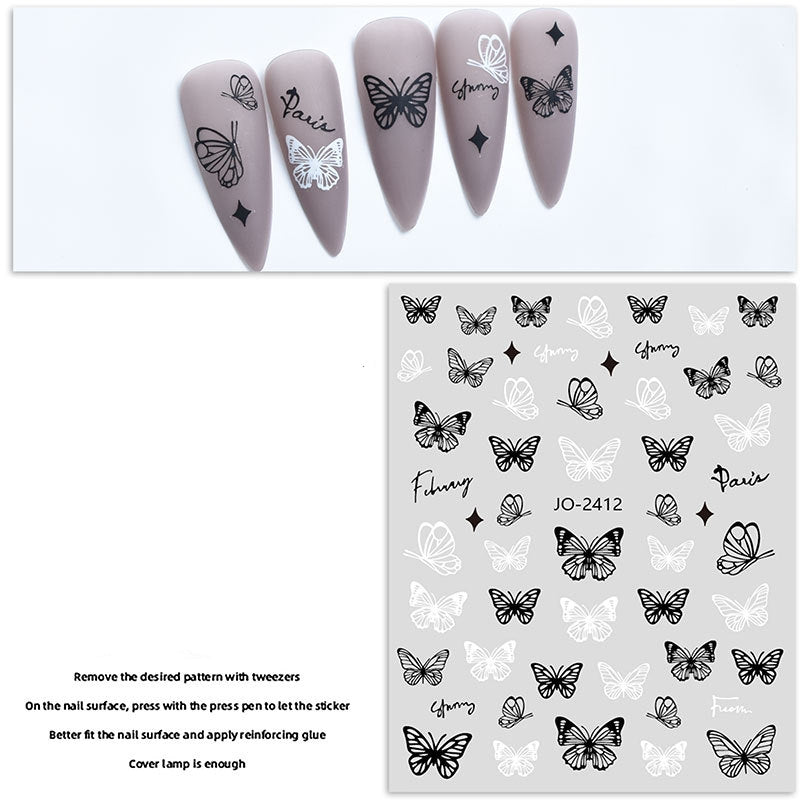 Black & White Butterfly Nail Sticker