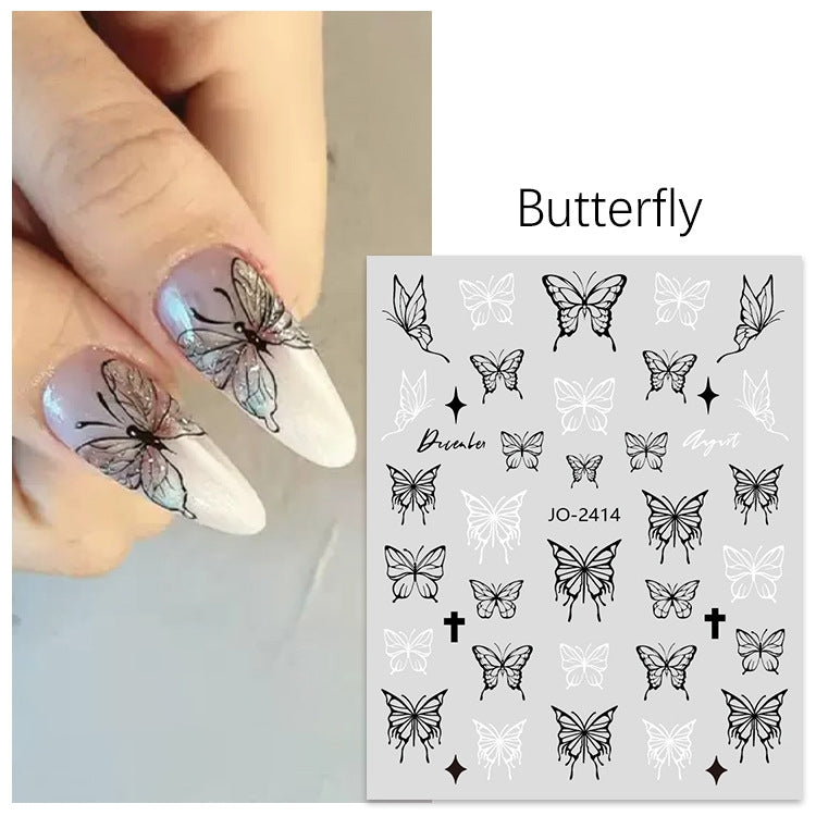 Black & White Butterfly Nail Sticker