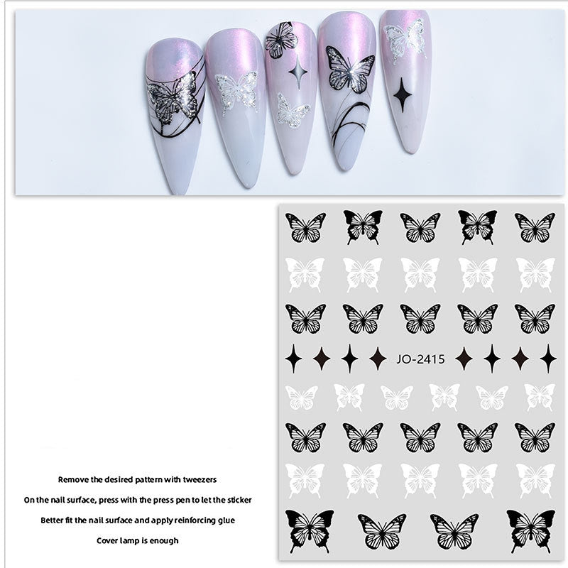 Black & White Butterfly Nail Sticker