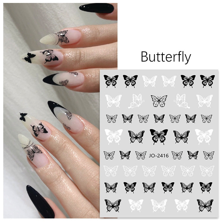 Black & White Butterfly Nail Sticker