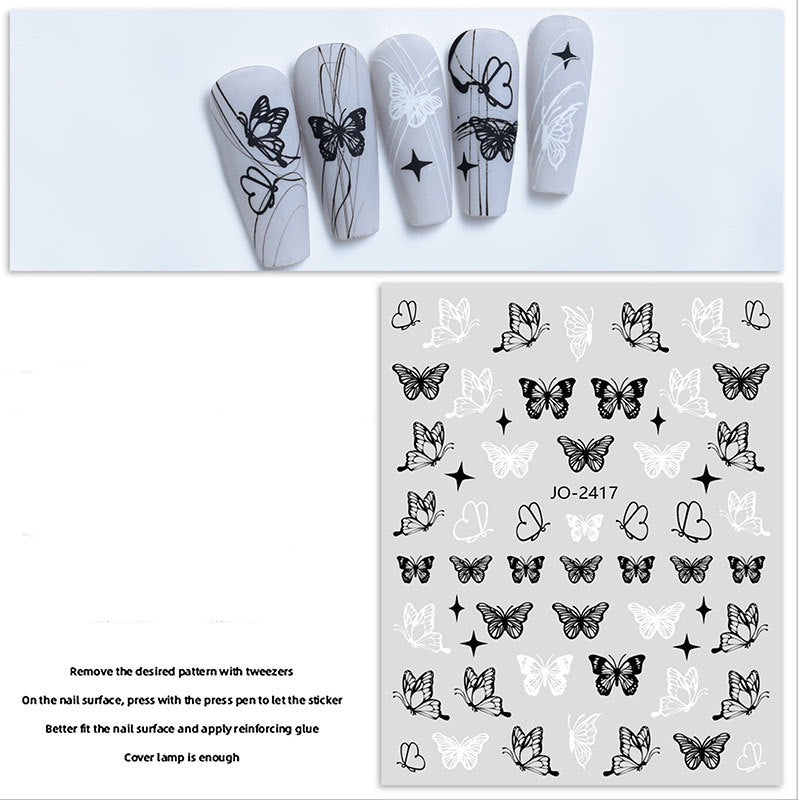 Black & White Butterfly Nail Sticker