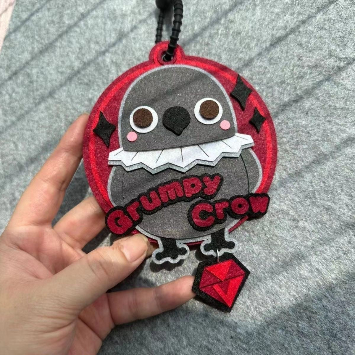 Grumpy Crow Handmade Felt Keychain