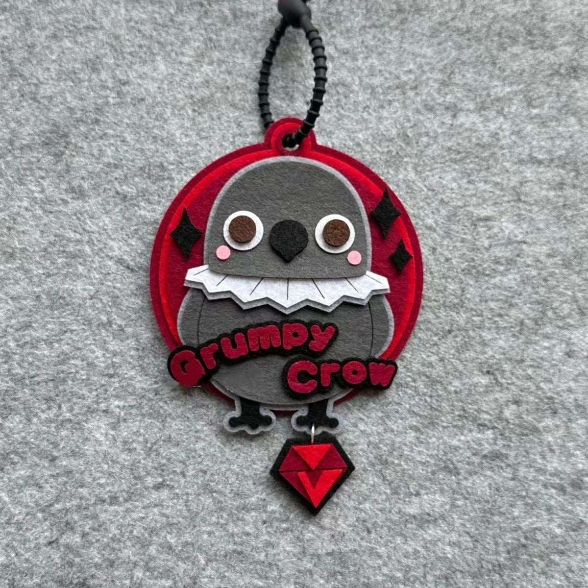 Grumpy Crow Handmade Felt Keychain